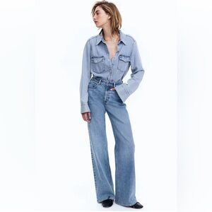 H&M Wide High Waist Light Wash Jeans
